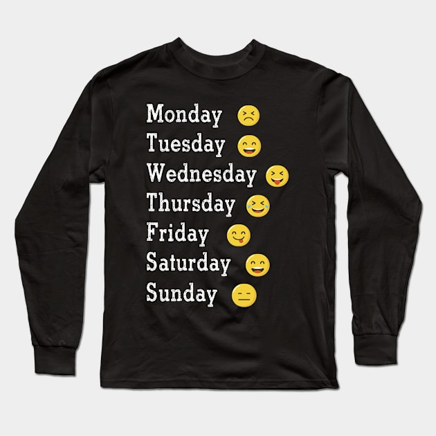 Emoji Emoticons Days of the Week World Emoji Day Shirt Gifts Long Sleeve T-Shirt by jenneketrotsenburg